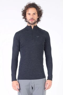 Woolona Astro Antrasit Uzun Kollu Fermuarlı %100 Yün Termal İçlik