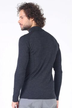 Woolona Astro Antrasit Uzun Kollu Fermuarlı %100 Yün Termal İçlik