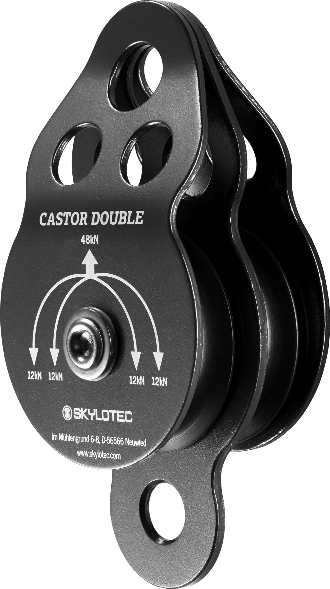Skylotec Castor Double H-202 Gri Siyah Alüminyum Paslanmaz Çelik Çift Makara 14 mm