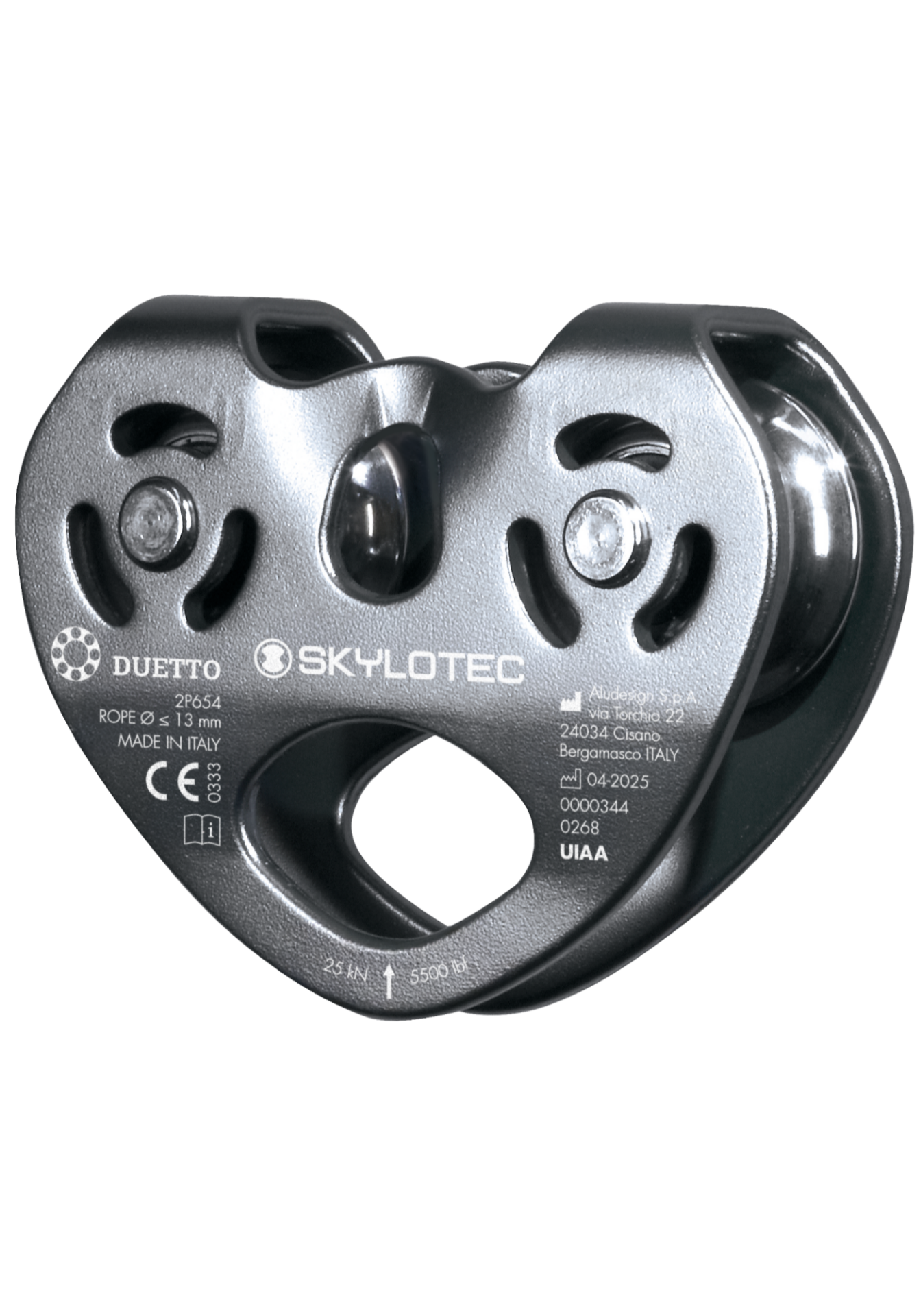 Skylotec Duetto H-6077-800 Gri Alüminyum Paslanmaz Çelik Çift Makara 25 kN