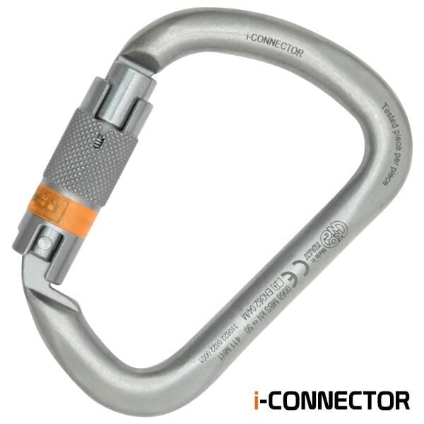 KONG X-Large Carbon İ-Connector NFC Çipli Auto Block Otomatik 3 Kilitli Triactlock 50KN Çelik D Karabina Lunar White EN 362/M 411MN1999KK