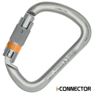 KONG X-Large Carbon İ-Connector NFC Çipli Auto Block Otomatik 3 Kilitli Triactlock 50KN Çelik D Karabina Lunar White EN 362/M 411MN1999KK