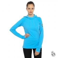 Gore-Tex Bayan Turkuaz Uzun Kollu Şapkalı Ipod Cepli ProDryFit Outdoor, Koşu, Fitness Tişört