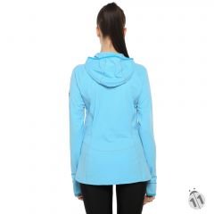 Gore-Tex Bayan Açık Mavi Uzun Kollu Şapkalı Ipod Cepli ProDryFit Outdoor, Koşu, Fitness Tişört