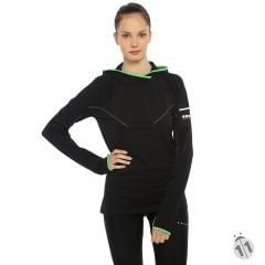 Gore-Tex Bayan Black Uzun Kollu Şapkalı Ipod Cepli ProDryFit Outdoor, Koşu, Fitness Tişört