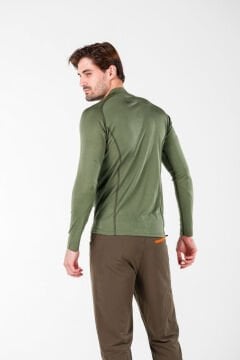 Woolona Astro Yeşil Uzun Kollu Fermuarlı %100 Yün Termal İçlik
