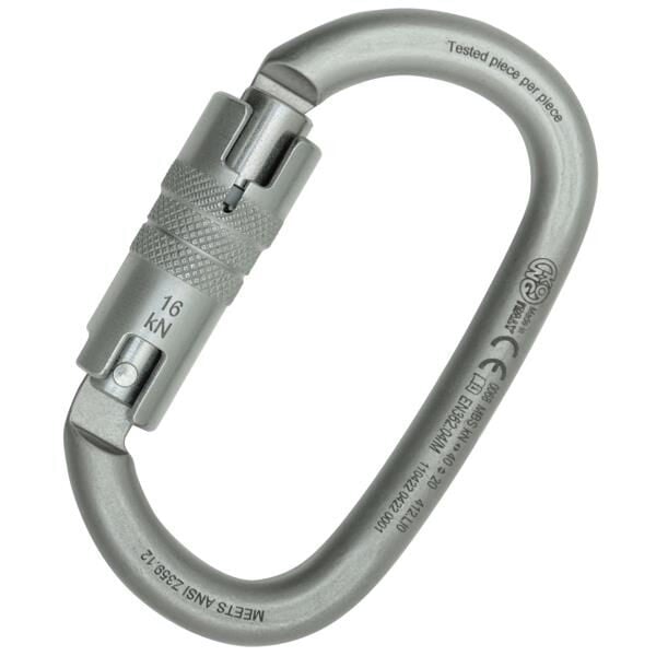 Kong Ovalone Carbon ANSI Twist Lock Lunar White Twist Lock Otomatik 2 Kilitli 40KN Karbon Çelik Oval Karabina EN 362/M ANSI Z359.12 412LI0999KK