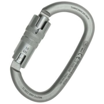 Kong Ovalone Carbon ANSI Twist Lock Lunar White Twist Lock Otomatik 2 Kilitli 40KN Karbon Çelik Oval Karabina EN 362/M ANSI Z359.12 412LI0999KK