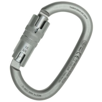 Kong Ovalone Carbon ANSI Twist Lock Lunar White Twist Lock Otomatik 2 Kilitli 40KN Karbon Çelik Oval Karabina EN 362/M ANSI Z359.12 412LI0999KK