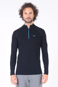 Woolona Astro Siyah Uzun Kollu Fermuarlı %100 Yün Termal İçlik