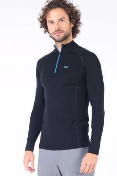 Woolona Astro Siyah Uzun Kollu Fermuarlı %100 Yün Termal İçlik