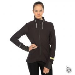 Gore-Tex Bayan Siyah Uzun Kollu Fermuarlı Windstopper Ipod Cepli ProDryFit Outdoor, Koşu, Fitness Tişört
