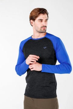 Woolona Brant Mavi Uzun Kollu %100 Yün Termal İçlik