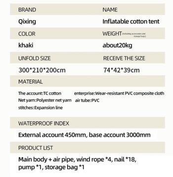 Madfox Burton Glamping Cotton Inflatable Şişme Çadır