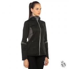 Gore-Tex Bayan Siyah Uzun Kollu Şapkalı Windstopper Ipod Cepli ProDryFit Outdoor, Koşu, Fitness Tişört