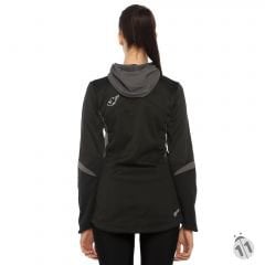 Gore-Tex Bayan Siyah Uzun Kollu Şapkalı Windstopper Ipod Cepli ProDryFit Outdoor, Koşu, Fitness Tişört