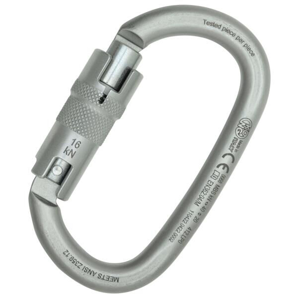 Kong Ovalone Carbon Auto Block ANSI Lunar White Auto Block Otomatik 3 Kilitli 40KN Karbon Çelik Oval Karabina EN 362/M ANSI Z359.12 412LP0999KK