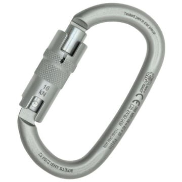 Kong Ovalone Carbon Auto Block ANSI Lunar White Auto Block Otomatik 3 Kilitli 40KN Karbon Çelik Oval Karabina EN 362/M ANSI Z359.12 412LP0999KK