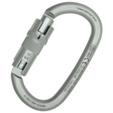 Kong Ovalone Carbon Auto Block ANSI Lunar White Auto Block Otomatik 3 Kilitli 40KN Karbon Çelik Oval Karabina EN 362/M ANSI Z359.12 412LP0999KK