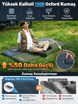 KingCamp Classıc Light 3cm Yastıklı Şişme Kamp Matı D.Green (Birleşebilir)