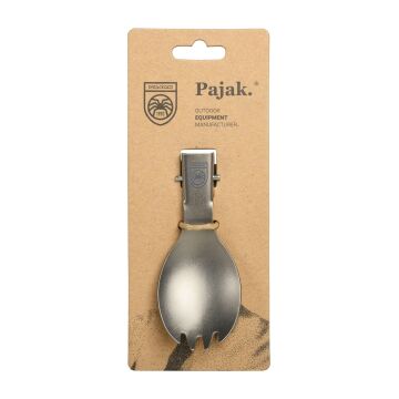 PAJAK Titanium Spork Foldable Gümüş 17 Gr Ultra Hafif Katlanabilir Titanyum Kaşık Çatal