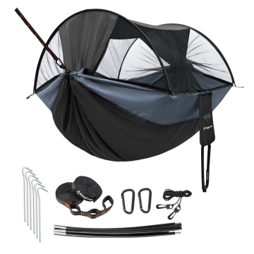KingCamp Multi-function 3 ü 1 Arada Çift Kişilik Cibinlikli Hamak Black