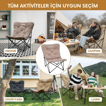 KingCamp Lemon Lux Ultra Konforlu Kamp Sandalyesi Brown