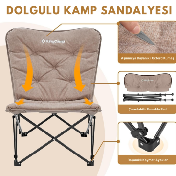 KingCamp Lemon Lux Ultra Konforlu Kamp Sandalyesi Brown