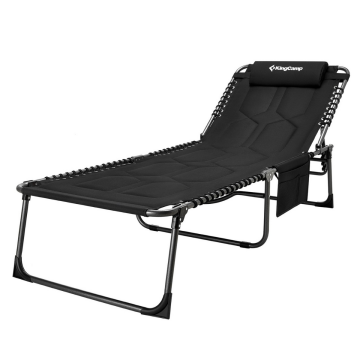 KingCamp Bavaria Cozy Premium 5 Kademeli Katlanır Şezlong Kampet Black