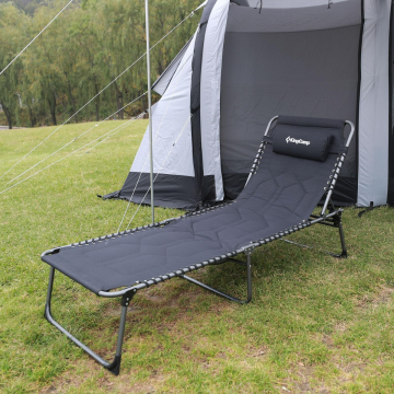 KingCamp Bavaria Cozy Premium 5 Kademeli Katlanır Şezlong Kampet Black