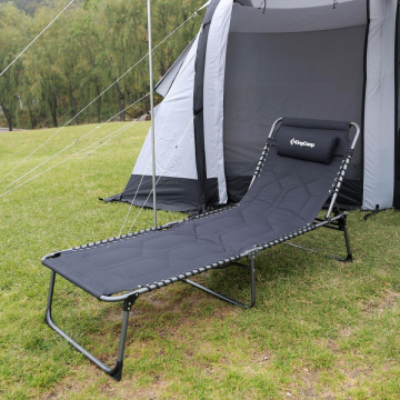 KingCamp Bavaria Cozy Premium 5 Kademeli Katlanır Şezlong Kampet Black