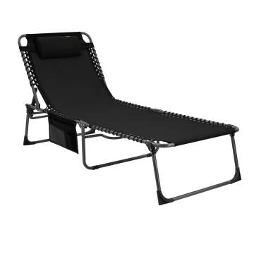 KingCamp Berlin Comfort Lounge 5 Kademeli Katlanır Şezlong Kampet Black