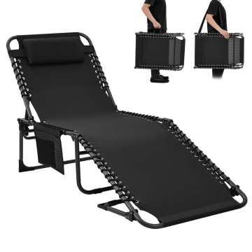 KingCamp Berlin Comfort Lounge 5 Kademeli Katlanır Şezlong Kampet Black