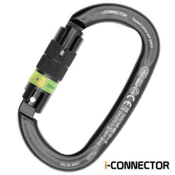 Kong i-Ovalone Alu Twist Lock NFC ECO Twist Lock Otomatik 2 Kilitli 26KN Siyah Oval Karabina EN 362/B EN 12275/B UIAA 712LG1LLLKK