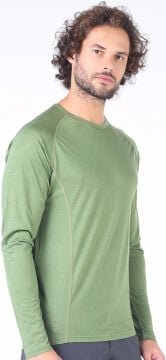 Woolona Eris Yesil Uzun Kollu %100 Yün Termal İçlik