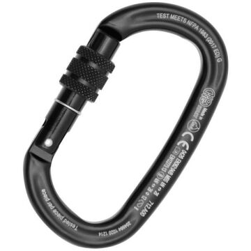 Kong Ovalone Alu Vidalı Screw Sleeve Kilitli Siyah 26KN Alüminyum Oval Karabina EN 362/B EN 12275/B UIAA 712LA0NNNKK