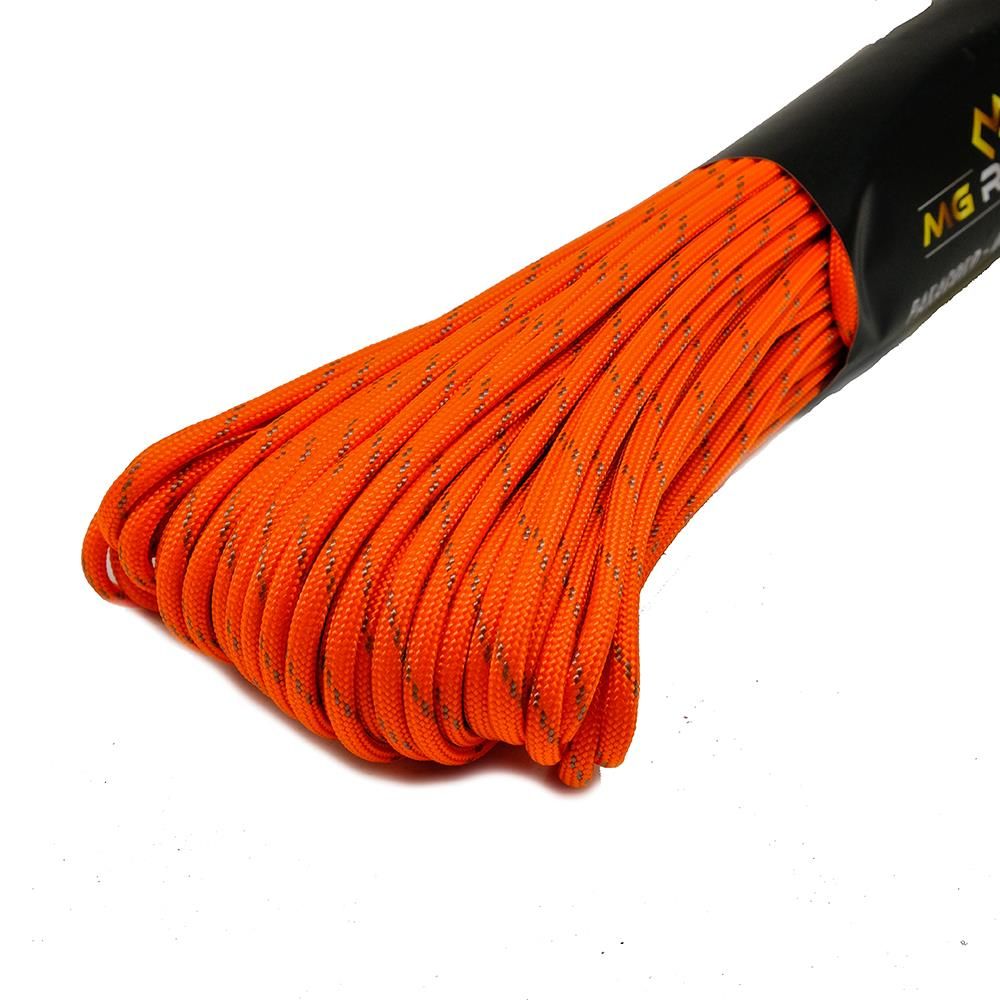 Ropes Polyester Paracord İp 4 mm Neon Turuncu Gri Desen 30 Metre