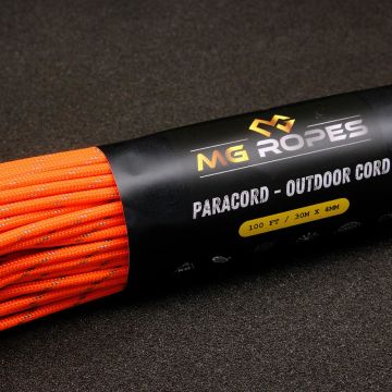Ropes Polyester Paracord İp 4 mm Neon Turuncu Gri Desen 30 Metre