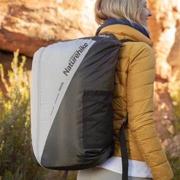 Naturehike HD250 Zarf Tarzı Yastıklı Çift Kişilik Pamuklu Uyku Tulumu Gri (Sırt Çantalı)