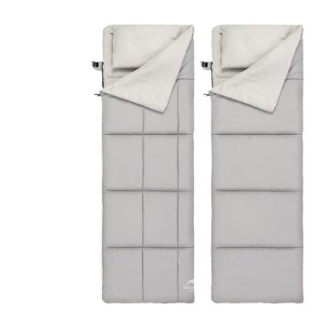 Naturehike HD250 Zarf Tarzı Yastıklı Çift Kişilik Pamuklu Uyku Tulumu Gri (Sırt Çantalı)