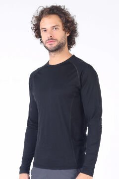 Woolona Eris Siyah Uzun Kollu %100 Yün Termal İçlik