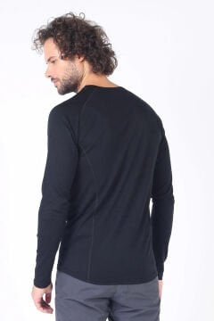 Woolona Eris Siyah Uzun Kollu %100 Yün Termal İçlik