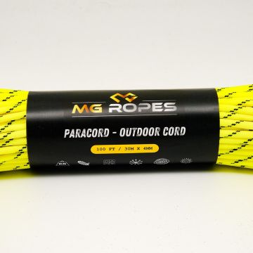 Ropes Polyester Paracord İp 4 mm Neon Sarı Desen 30 Metre