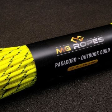 Ropes Polyester Paracord İp 4 mm Neon Sarı Desen 30 Metre