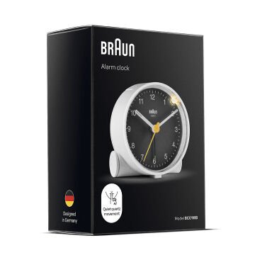 BRAUN BC01WB BEYAZ-SİYAH KLASiK ANALOG ALARMLI MASA SAATİ