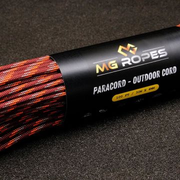 Ropes Polyester Paracord İp 4 mm Bordo Desen 30 Metre
