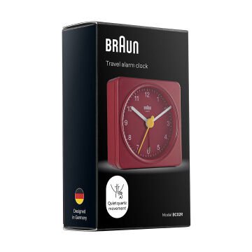 BRAUN BC02R KIRMIZI KLASİK SEYAHAT ANALAOG ALARMLI MASA SAATİ