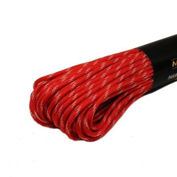 Ropes Polyester Paracord İp 4 mm Kırmızı Beyaz Desen 30 Metre