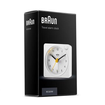 BRAUN BC02XW BEYAZ KLASİK SEYAHAT ANALAOG ALARMLI MASA SAATİ