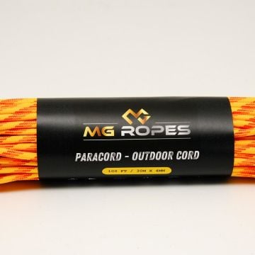 Ropes Polyester Paracord İp 4 mm Sarı Turuncu Desen 30 Metre
